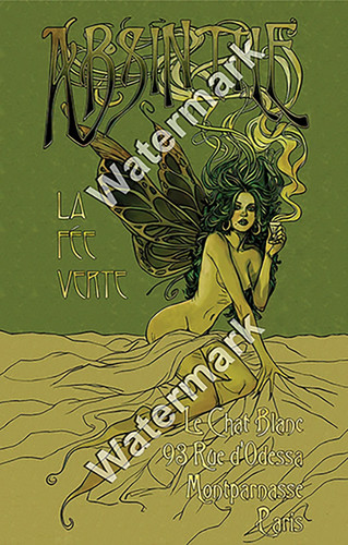 Green fairy absinthe poster - green,